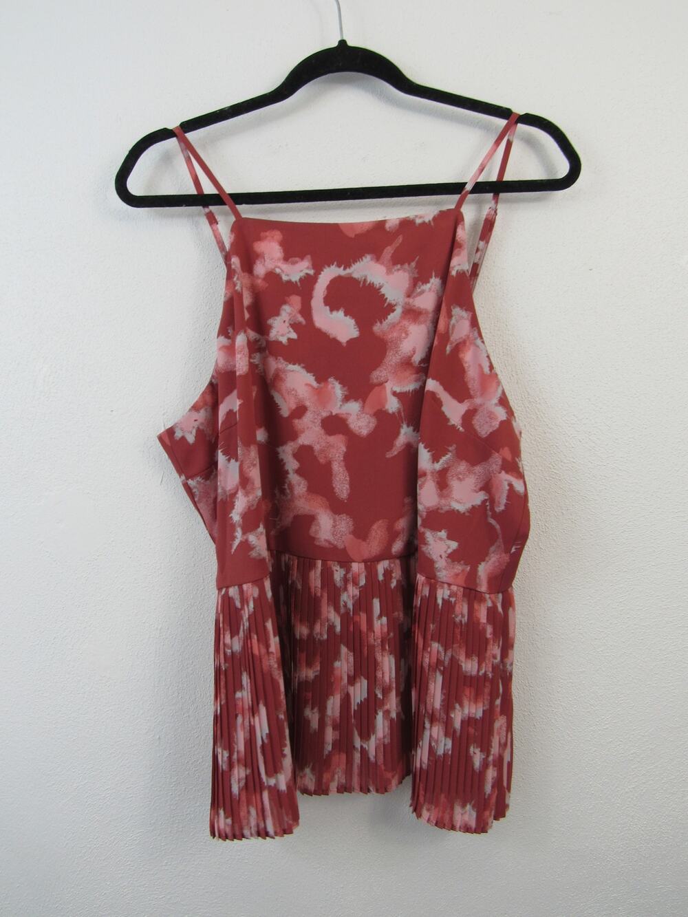 Nine West XL Rust/Coral Color Sleeveless Pleated Peplum Tank Top